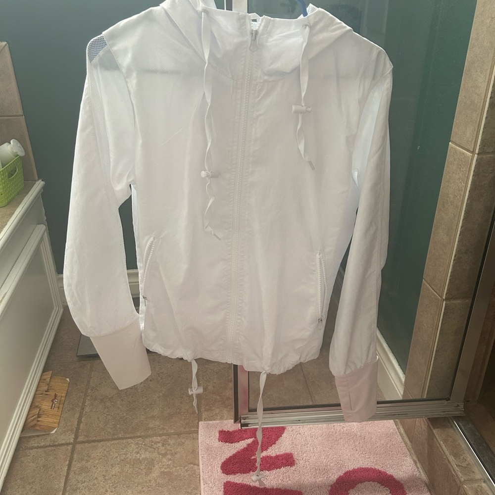 White Hooded Windbreaker Jacket